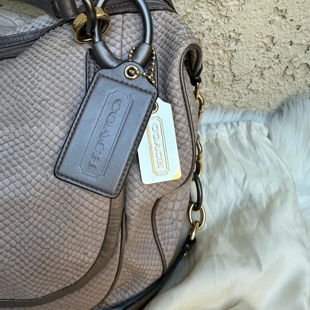 Coach python leather satchel crossbody w/ dust bag - Picture 3 of 16